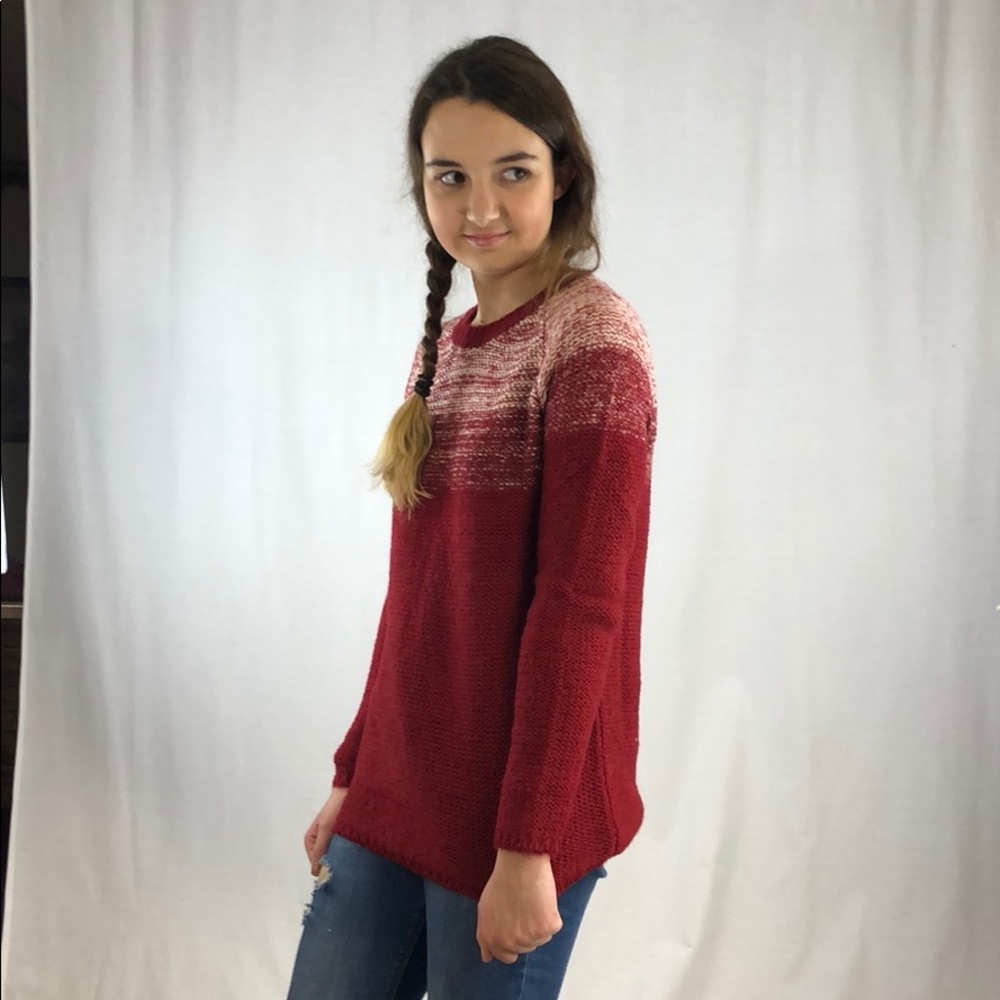 Burgundy and cream sweater